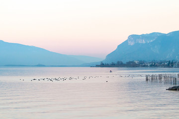 fin de journée d'hiver au Lac du bourget
