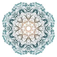 Decorative Colorful Floral Ornament With Decorative Border. Ethnic Mandala Decoration. Vector illustatration. Brown, turquise color. Indian, Moroccan, Mystic, Ottoman Motifs.