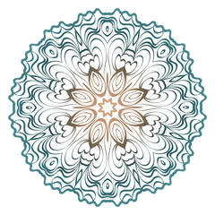 Fototapeta na wymiar Decorative Colorful Floral Ornament With Decorative Border. Ethnic Mandala Decoration. Vector illustatration. Brown, turquise color. Indian, Moroccan, Mystic, Ottoman Motifs.