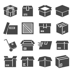 Box, package, parcel, delivery, logistics icon set