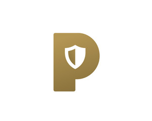 Letter P shield logo icon design template elements
