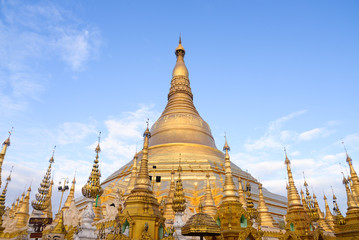 Naklejka premium The Shwedagon Pagoda one of the most famous pagodas in the world the main attraction of Yangon. Myanmar’s capital city. Shwedagon referred in Myanmar as The crown of Burma