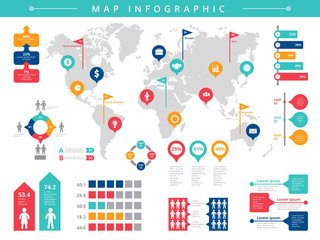 Fototapeta na wymiar World infographic. Business presentation people population vector infographic template. Illustration of business population infographic, statistic information