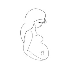 Pregnant woman outline illustration