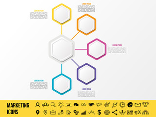 Modern Vector Infographics Elements Design Template. Business Data Visualization Infographics Timeline with Marketing Icons most useful can be used for workflow, presentation, diagrams, annual reports