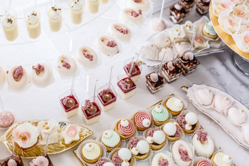 Delicious sweets on candy buffet