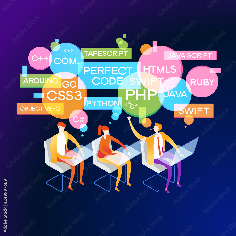 Poster programming skills concept banner