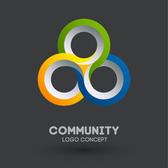 Fototapeta na wymiar Community care logo. Connecting people logo design. Human and corporate friendship background. Business networking vector.