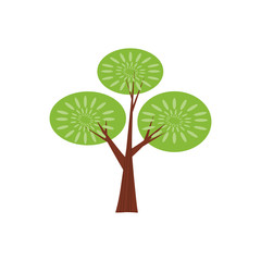 Tree forest green color stylized cute style. Vector, illustration, isolated, icon