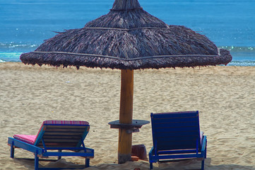 reed umbrellas on Mui Ne beach
