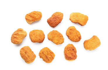 Tasty nuggets on white background