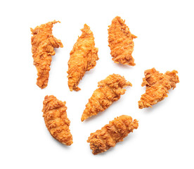 Tasty nuggets on white background