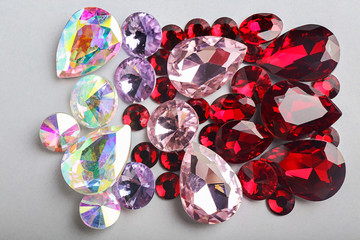 Precious stones for jewellery on white background