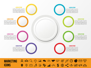 Modern Vector Infographics Elements Design Template. Business Data Visualization Infographics Timeline with Marketing Icons most useful can be used for workflow, presentation, diagrams, annual reports
