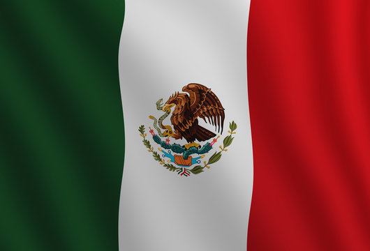 Graphic illustration of a flying Mexican flag