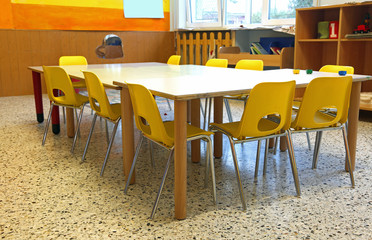 classroom of a nursery without kids