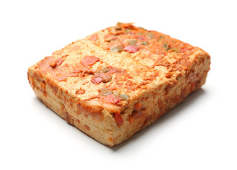 Spicy tofu cheese on white background