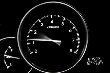 Car dashboard dials - engine RPM (rotations per minute)