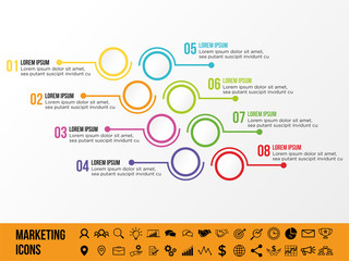 Modern Vector Infographics Elements Design Template. Business Data Visualization Infographics Timeline with Marketing Icons most useful can be used for workflow, presentation, diagrams, annual reports