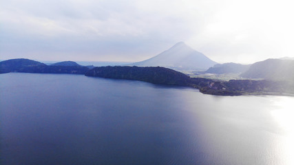 Fototapeta na wymiar Aerial View of Ikedako Lake, Kagoshima