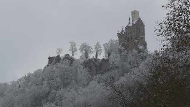 The Castle Lichtenstein in Germany at winter.