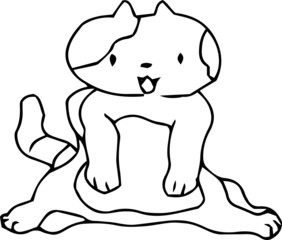 Poor hand-painted cute cat outline illustration