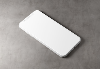 White modern smartphone mockup isolated on concrete 3D rendering