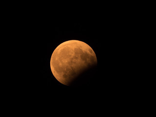The partial moon eclipse on 7th of August 2017, as seen from Romania, Europe.