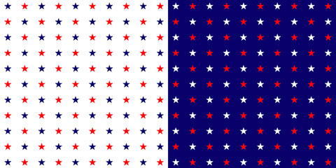 Stars vector background. Stars in blue, red and white color