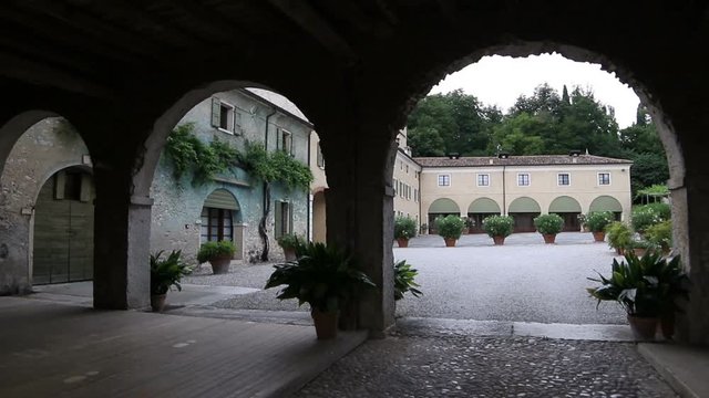 Veronese portico with green plants