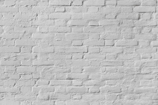 Fototapeta Vintage gray brick wall background, Old brick wall painted on white, Flat background photo texture