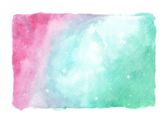 Abstract watercolor galaxy sky background, Cosmic texture with stars. Night sky isolated on white background. fantasy background and pastel color.