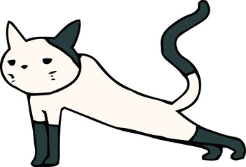 Bad hand-painted cute cat illustration