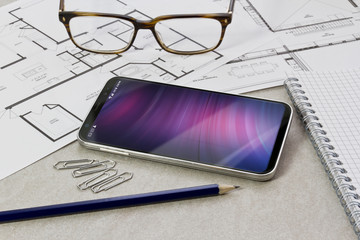 Smartphone mockup on desktop