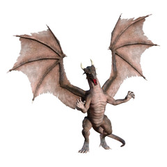 3D Rendering Fairy Tale Dragon on White