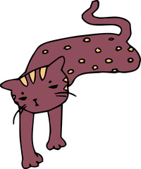 Bad hand-painted cute cat illustration