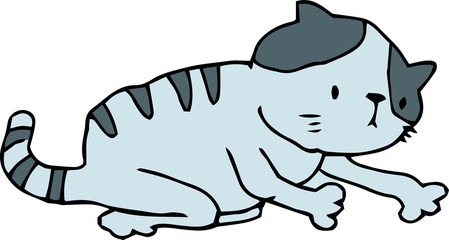 Bad hand-painted cute cat illustration