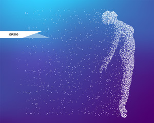 Abstract vector illustration of woman silhouette in the form of dots.