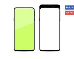 Realistic vector flat mock-up smartphone with blank screen isolated on white background. Scale image any resolution