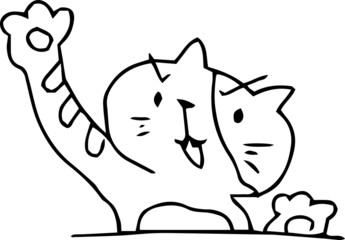 Bad hand-painted pretty cat illustration outline
