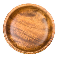 wooden plate, bowl, isolated on white background, clipping path, full depth of field
