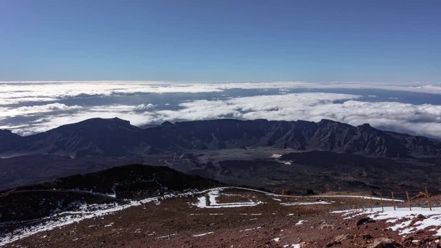 Top view timelapse of Teide huge crater