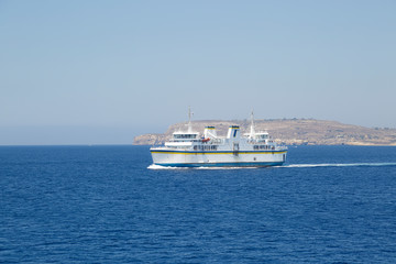 The ferry vessel from Malta to Gozo island