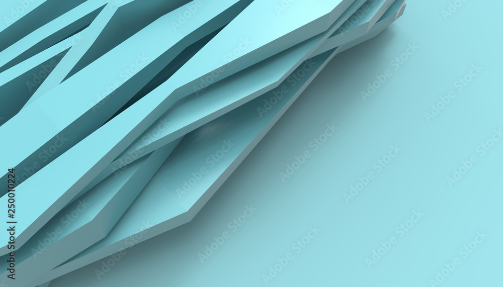 Poster modern abstract graphic blue shape and background minimal art - paper cut style - 3d rendering