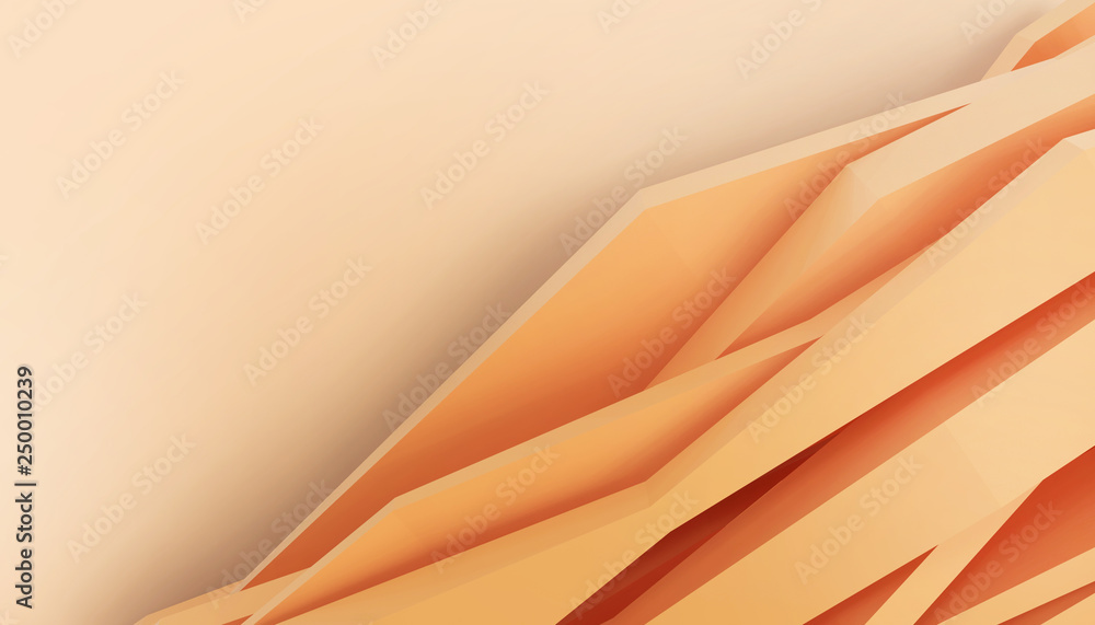 Poster modern abstract graphic orange digital shape and background minimal art - paper cut style - 3d rende