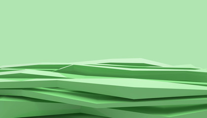 Modern abstract Graphic Green color digital shape and Background Minimal Art - paper cut style - 3d rendering