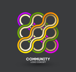 Community care logo. Connecting people logo design. Human and corporate friendship background. Business networking vector.