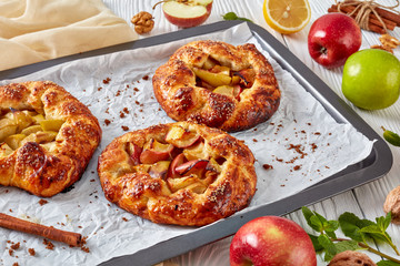 open apple pies, galettes with apple slice