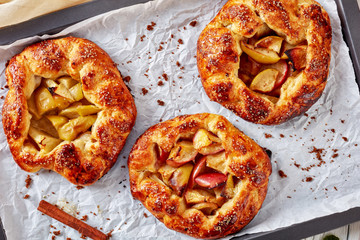 open apple pies, galettes with apple slice