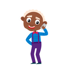 Vector cartoon illustration of african grandfather isolated on white.